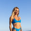 Top de Bikini Escote Redondo Profundo Amarrado al Cuello Kara Azul Eléctrico