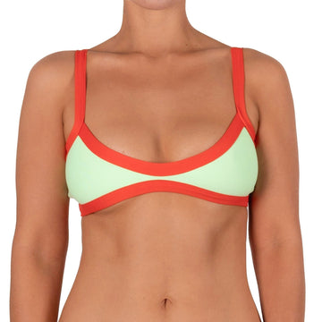 Top de Bikini Escote Profundo Tirante Ancho Dominique Menta Tomate