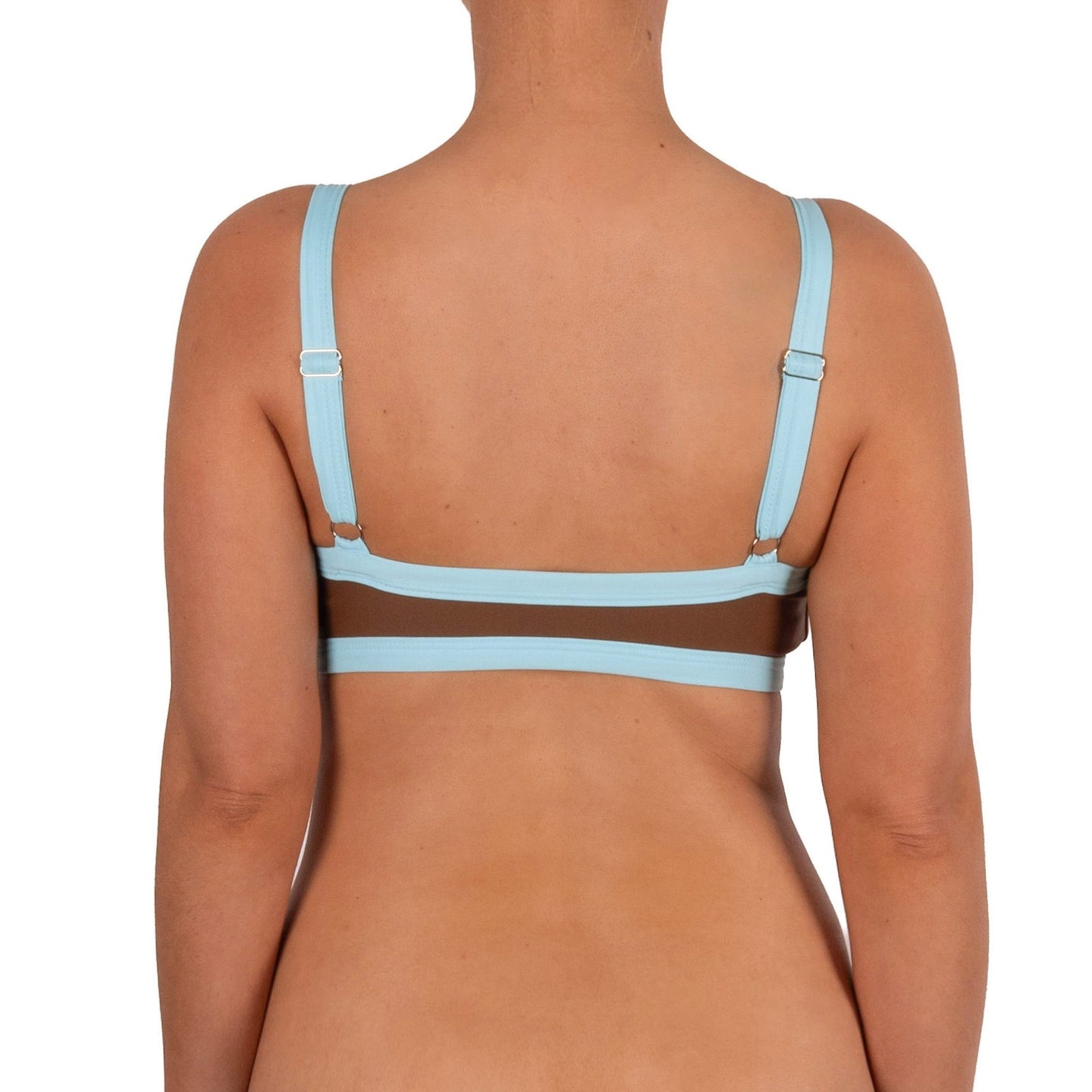 Top de Bikini Escote Profundo Tirante Ancho Dominique Cafe Celeste