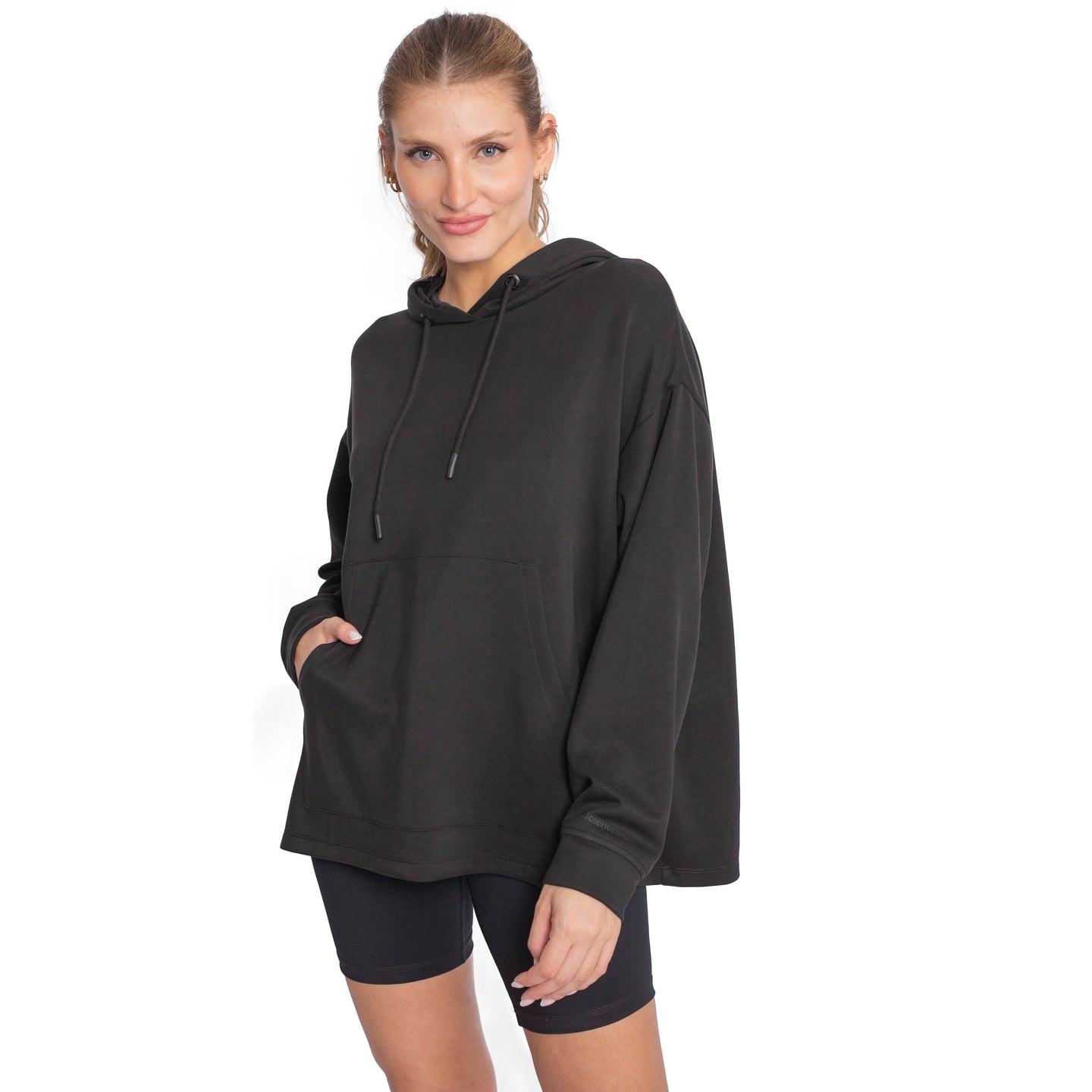 Poleron de Modal con Capucha Oversize Negro