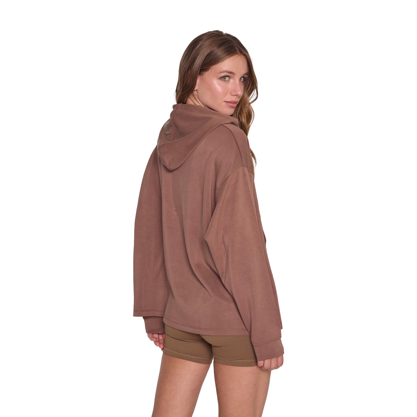 Poleron de Modal con Capucha Oversize Cafe