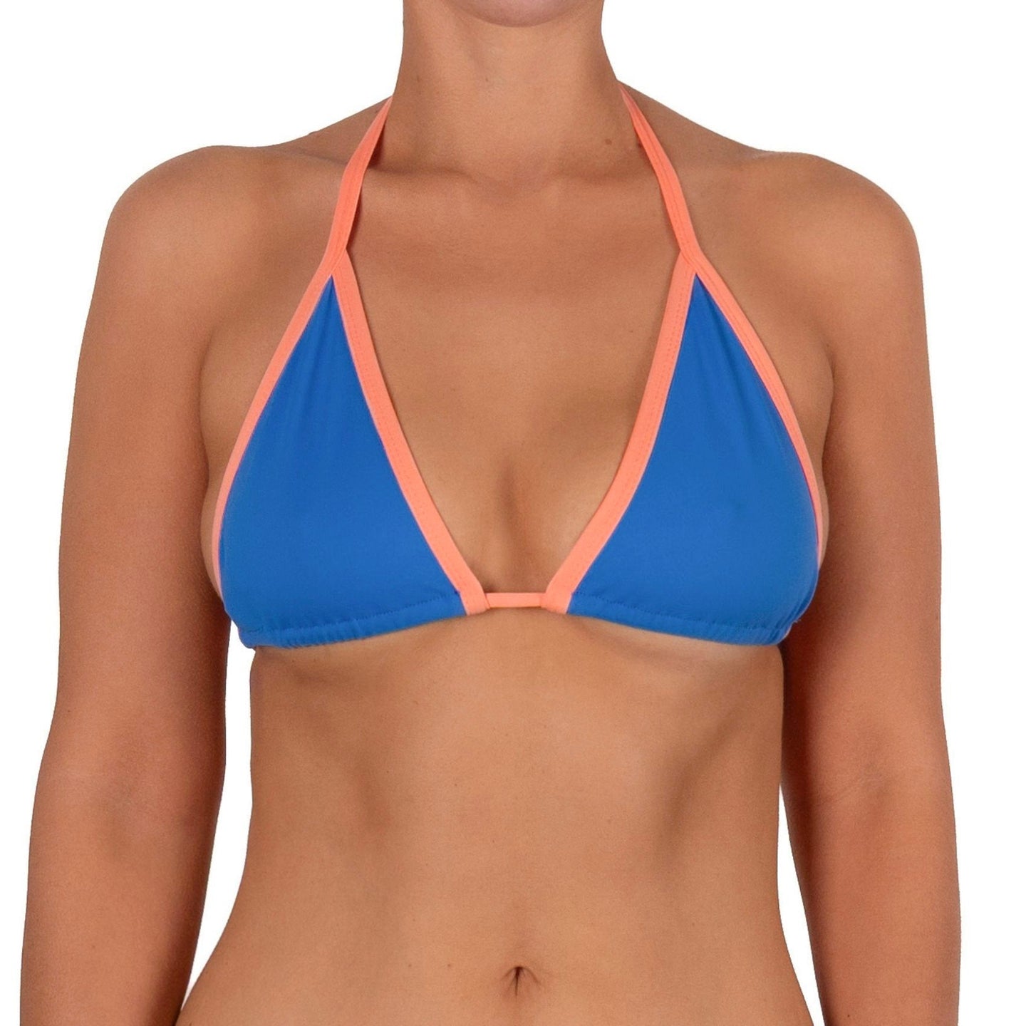Top de Bikini Triangulo Amarrado al Cuello Becca Azul Coral