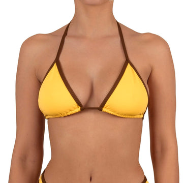 Top de Bikini Triangulo Amarrado al Cuello Becca Amarillo Cafe
