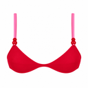 Top de Bikini Escote Redondo Profundo Romina Rojo Mostacilla Roja