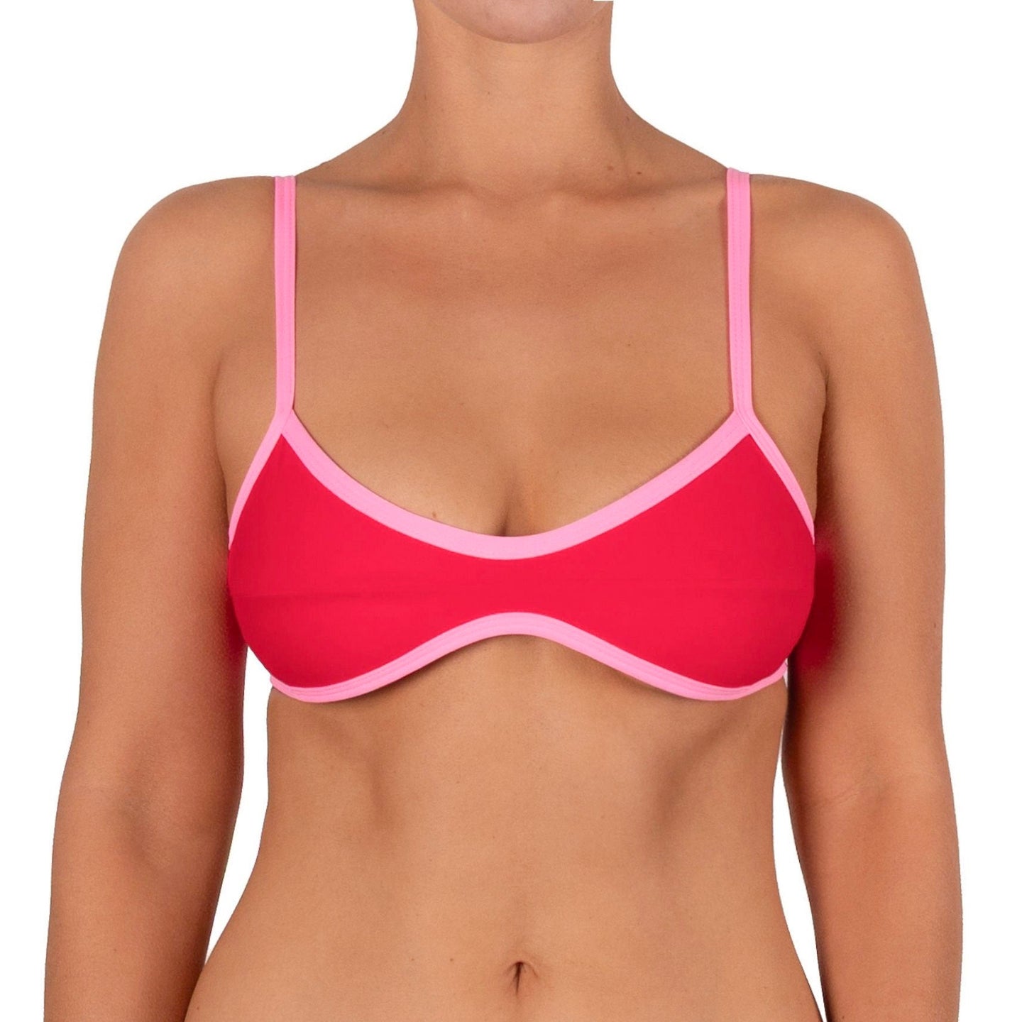 Top de Bikini Escote Redondo Veronica Rojo Rosa