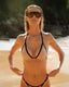 Top de Bikini Triangulo Amarrado al Cuello Becca Beige Negro