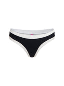 Bottom De Bikini Tiro Medio Sin Elastico Agustina Rib Trenzado Negro Blanco