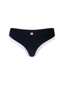 Bottom De Bikini Tiro Medio Sin Elastico Agustina Rib Trenzado Negro Contorno Inferior Blanco