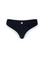Bottom De Bikini Tiro Medio Sin Elastico Agustina Rib Trenzado Negro Contorno Inferior Blanco