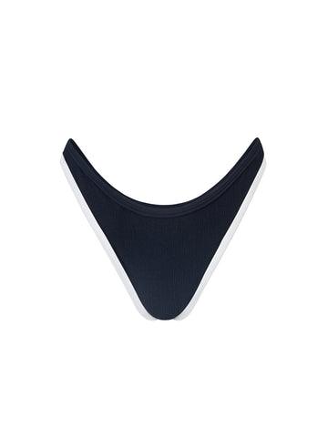 Bottom de Bikini sin Elástico Alegra Rib Trenzado Negro Contorno Inferior Blanco