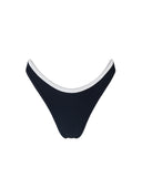 Bottom de Bikini sin Elástico Alegra Rib Trenzado Negro Contorno Superior Blanco