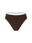 Bottom de Bikini Tiro Alto a la cintura Alessandra  Rib Trenzado Cafe Blanco