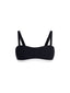 Top de Bikini Escote Semi Recto Tirante Ancho Anna Rib Trenzado Negro Contorno Inferior Blanco