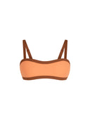 Top de Bikini Escote Semi Recto Tirante Ancho Anna Rib Trenzado Naranja Whiskey