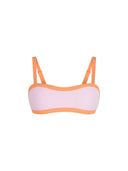 Top de Bikini Escote Semi Recto Tirante Ancho Anna Rib Trenzado Rosa Naranja