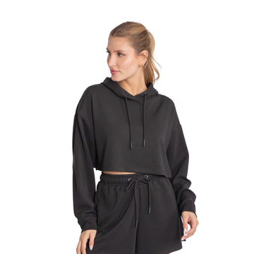 Polerón de Modal Corto con Capucha Negro