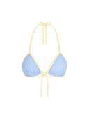 Top de Bikini Triangulo Amarrado al Cuello Becca Rib Celeste Amarillo