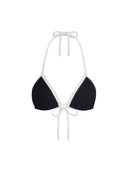Top de Bikini Triangulo Amarrado al Cuello Becca Rib Trenzado Negro Blanco