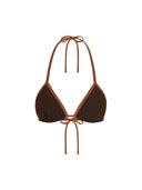 Top de Bikini Triangulo Amarrado al Cuello Becca Rib Trenzado Cafe Whiskey