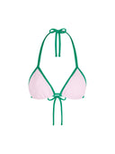 Top de Bikini Triangulo Amarrado al Cuello Becca Rib Trenzado Rosa Verde