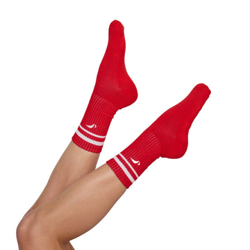 Bi-pack Calcetines Largo Sobre Tobillo Rojo Blanco