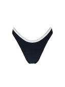 Bottom de Bikini sin Elástico Carla Rib Trenzado Negro Contorno Superior Blanco