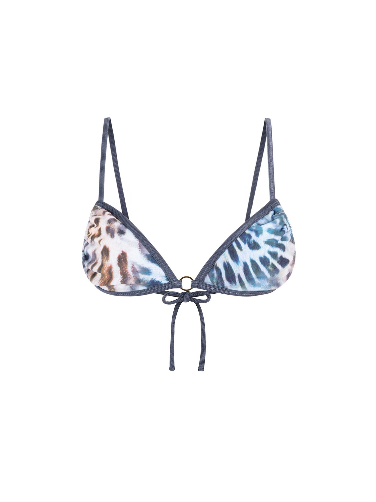 Top de Bikini Escote Redondo Argolla Plateada Cloe Guepardo Brillo Noche by Paula y Sofía Fernández