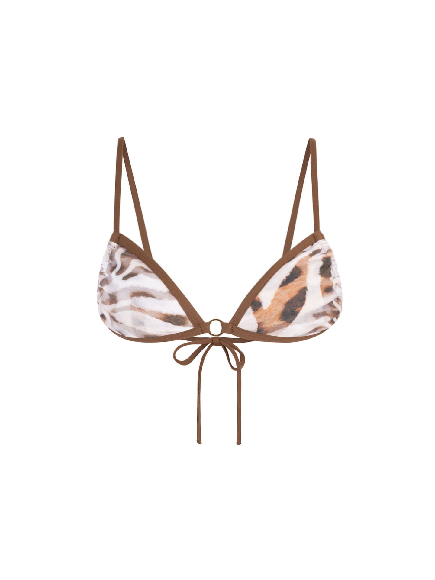 Top de Bikini Escote Redondo Argolla Dorada Cloe Lince Caramelo by Paula y Sofía Fernández