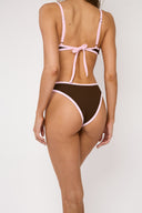 Top de Bikini con Arco Nidia Rib Trenzado Cafe Rosa