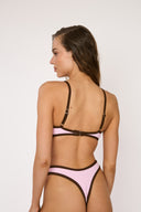 Top de Bikini Escote Redondo Veronica Rib Trenzado Rosa Cafe