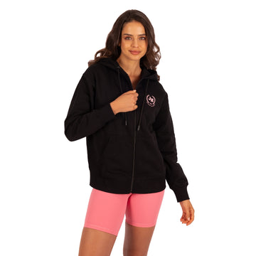 Poleron Hoddie Oversized con Cierre Negro