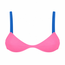 Top de Bikini Escote Redondo Profundo Romina Rosa Tirante Azul