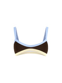 Top de Bikini Escote Profundo Tirante Ancho Dominique Rib Cafe Celeste Amarillo
