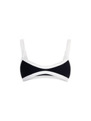 Top de Bikini Escote Profundo Tirante Ancho Dominique Rib Trenzado Negro Blanco