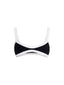 Top de Bikini Escote Profundo Tirante Ancho Dominique Rib Trenzado Negro Blanco
