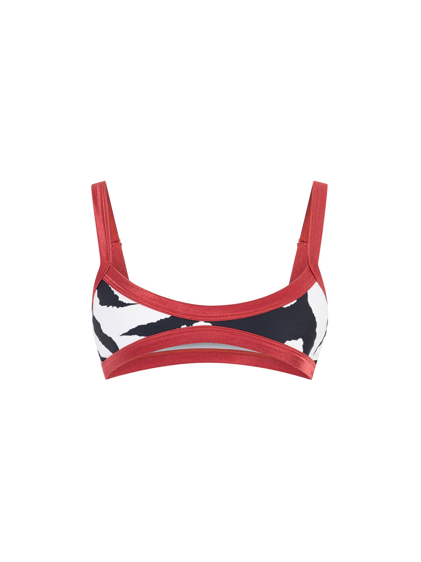 Top de Bikini Escote Profundo Tirante Ancho Dominique Cebra Brillo Tamarindo by Paula y Sofía Fernández