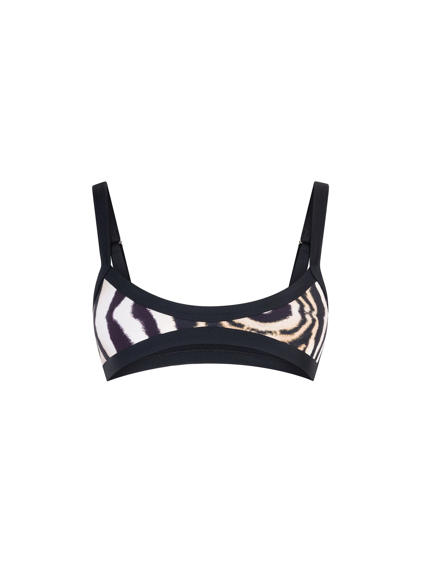 Top de Bikini Escote Profundo Tirante Ancho Dominique Tiger Negro by Paula y Sofía Fernández