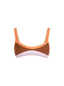 Top de Bikini Escote Profundo Tirante Ancho Dominique Rib Trenzado Whiskey Naranja Rosa