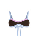 Top de Bikini Escote Redondo Francesca Rib Cafe Morado Celeste