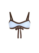 Top de Bikini Escote Redondo Francesca Rib Celeste Cafe