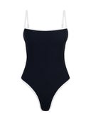 Traje de Baño Entero Sin Elastico Gracia Rib Trenzado Negro Blanco