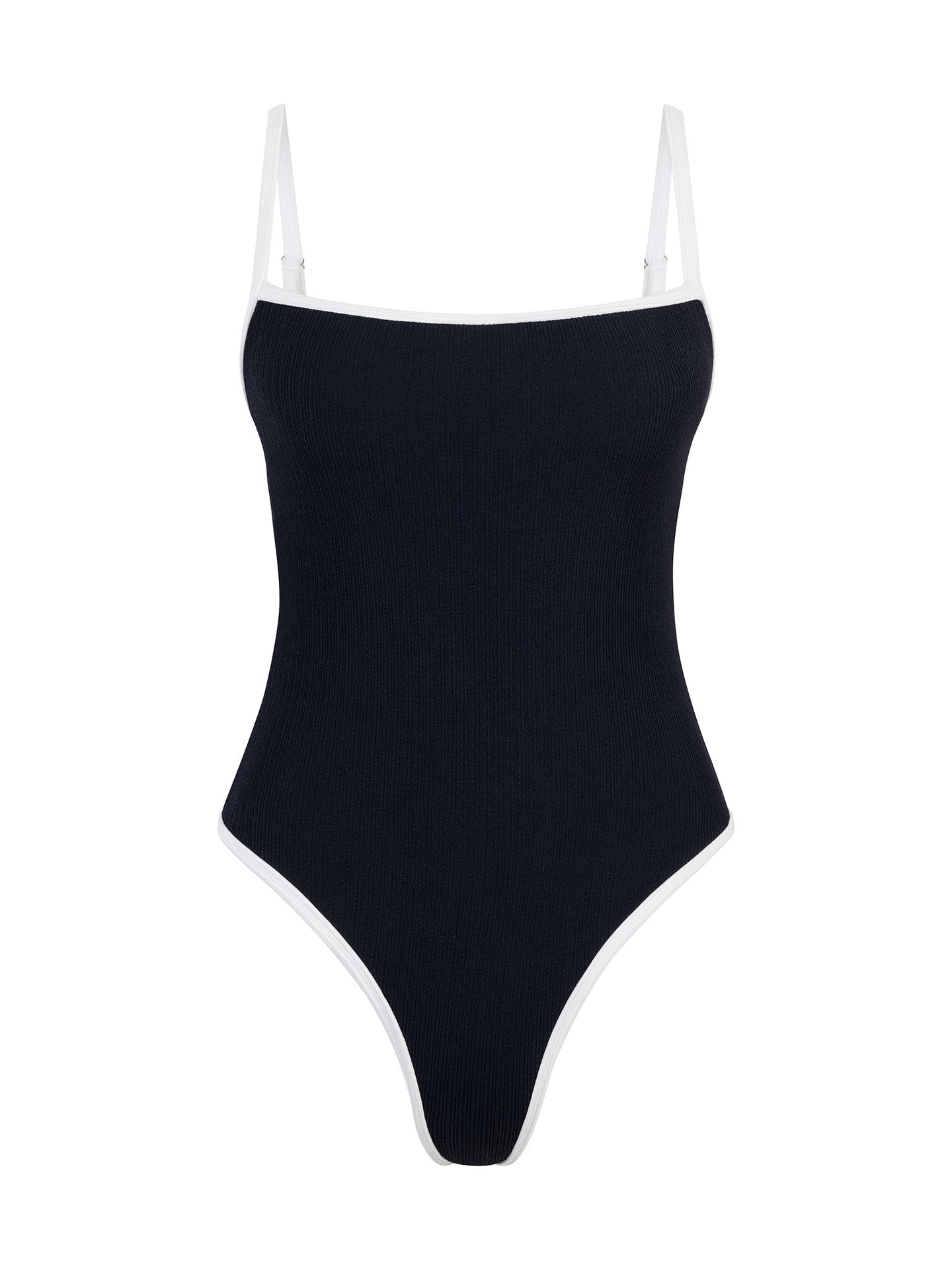 Traje de Baño Entero Sin Elastico Gracia Rib Trenzado Negro Blanco