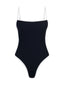 Traje de Baño Entero Sin Elastico Gracia Rib Trenzado Negro Blanco