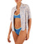 Blusa Abotonada Manga corta Estampada Zebra Azul