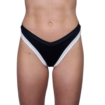 Bottom de Bikini sin elástico Paula Negro Contorno Inferior Blanco