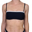 Top de Bikini Escote Recto Tirante Delgado Lorenza Rib Trenzado Negro Contorno Superior Blanco