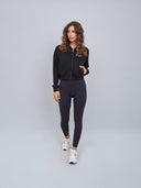 Chaqueta Mujer Crop Cierre Modal Negro