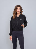 Chaqueta Mujer Crop Cierre Modal Negro