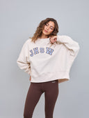 Poleron Cuello Redondo Oversized Mujer JHSW Crema