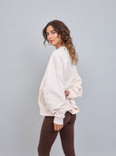 Poleron Cuello Redondo Oversized Mujer JHSW Crema